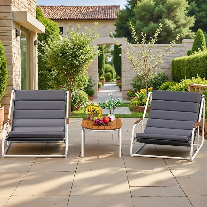 Devoko 3-Piece Patio Furniture Set 2 All-Weather Teslin Chaise Lounge Chairs - Image 6