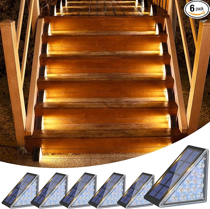 VOLISUN Solar Step Lights for Outside, Solar Stair Lights Outdoor Waterproof by VOLISUN