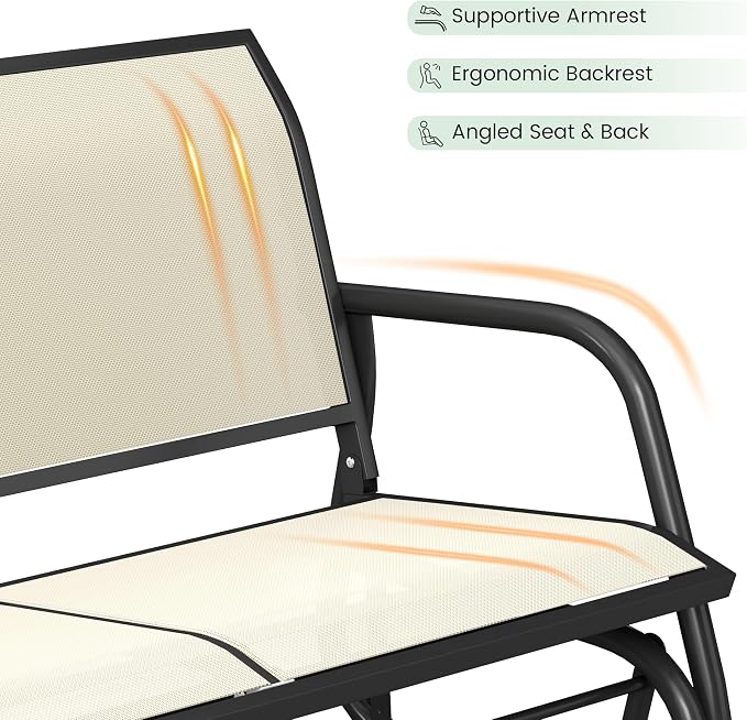Patio Outdoor Glider Bench, High Backrest and Breathable Mesh Fabric, Yard - Image 6
