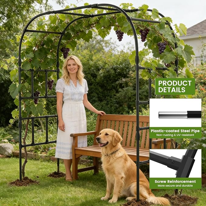 Tall Garden Arch Trellis for Climbing Plants, 87in Tall Metal Plant Support - Image 3