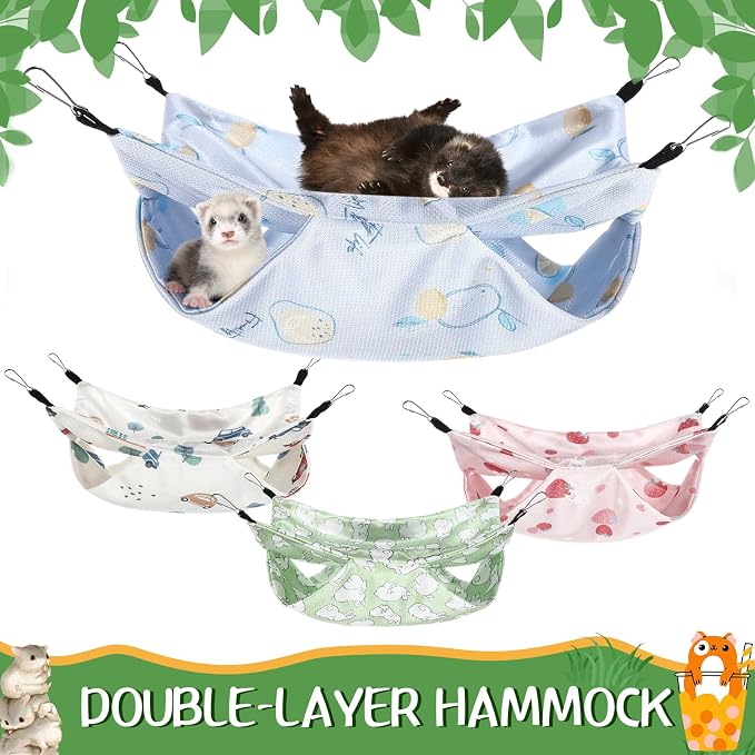 Nuogo 4 Pcs Rat Hammock for Cage Small Animal Hanging Ferret Hammocks for Rat - Image 6