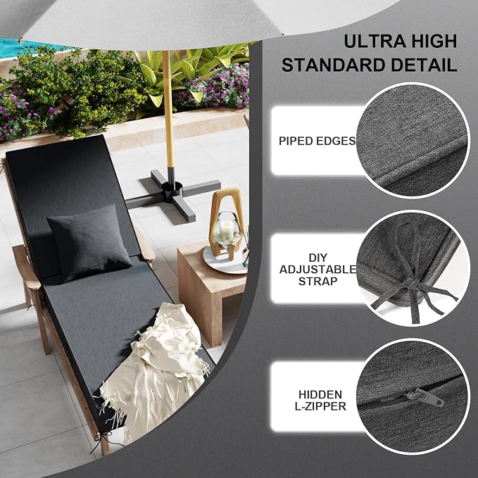 Outdoor Water-Resistant Olefin Chaise Lounge Cushions - Image 6