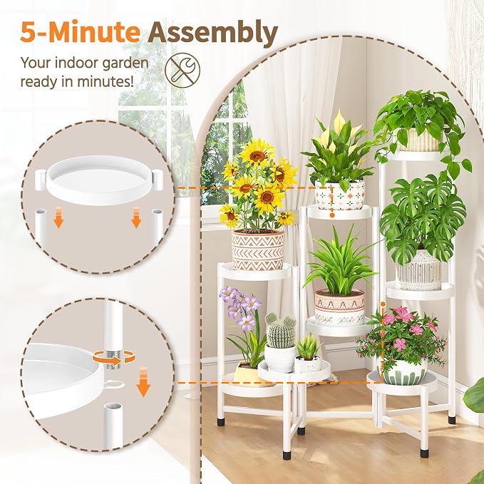 LASZOLA 8 Tiered Folding Tall Plant Stand Indoor - Image 5