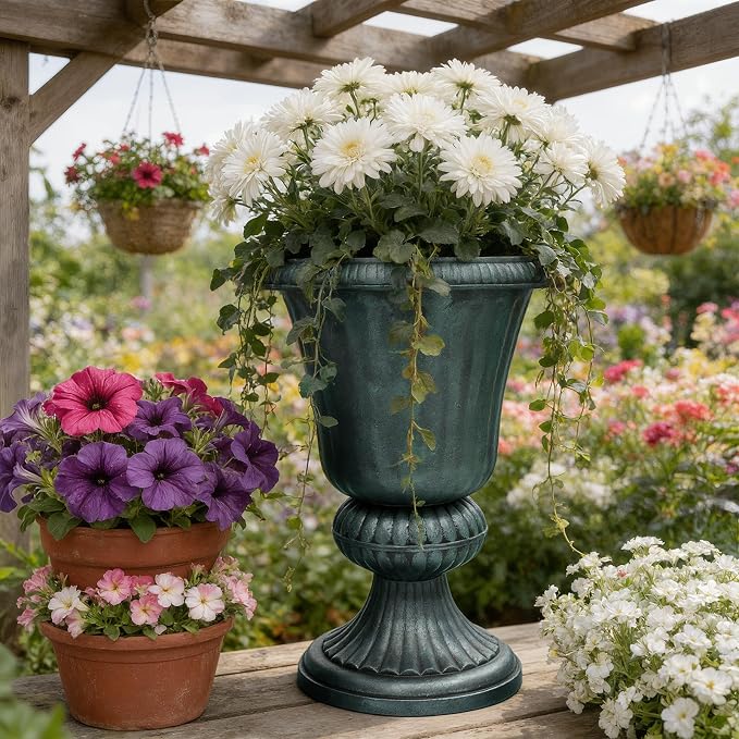 Athena Collection 20''H Garden Plastic Urn Vintage Tall Planter Urn Patio Large - Image 8