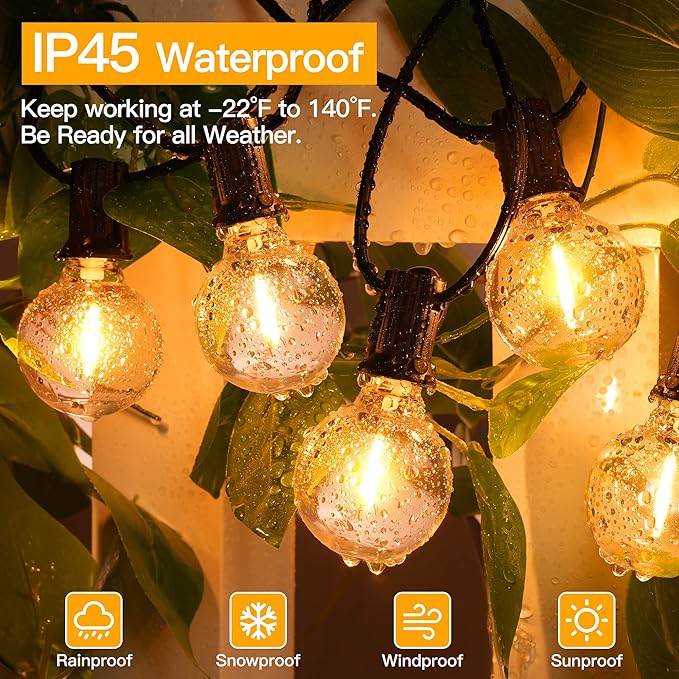 Ollny 100FT Outdoor String Lights, Waterproof Connectable Shatterproof Outside - Image 3