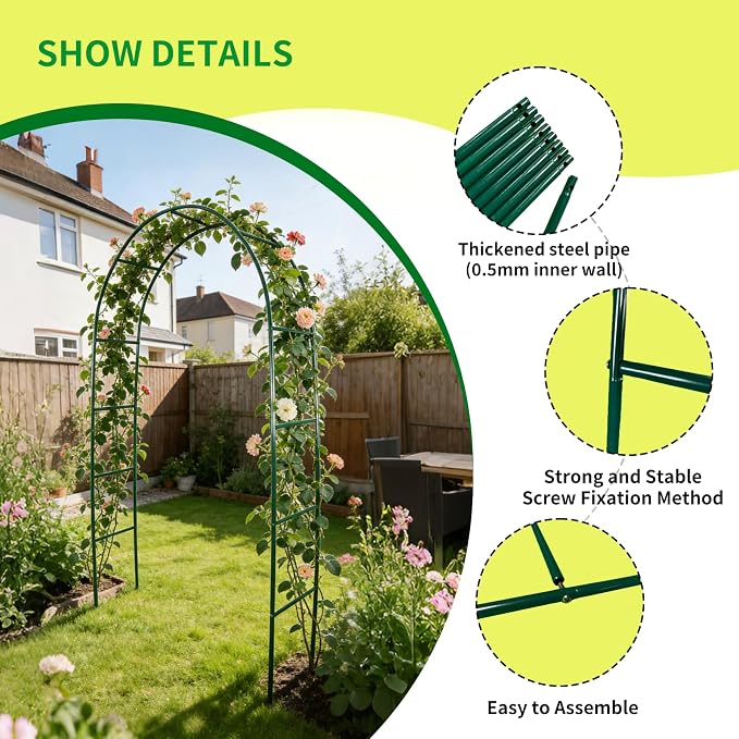 100% Metal Garden Arch Trellis for Climbing Plants Outdoor, Assemble Freely 2 - Image 4