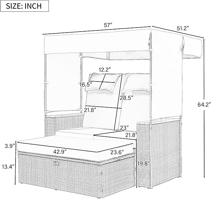 2-Piece Outdoor Rattan Daybed - Image 2