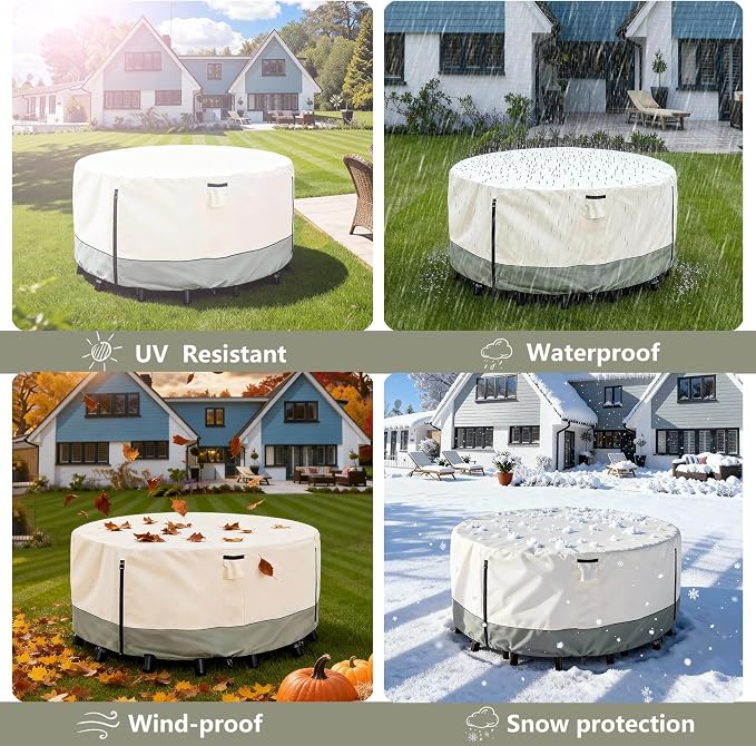 Round Patio Furniture Covers, 600D Heavy Duty Waterproof Outdoor Furniture Cover - Image 9