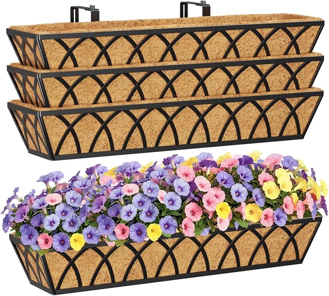 HFHOME 4 Pcs 30" Window Box Deck Railing Planter by HFHOME