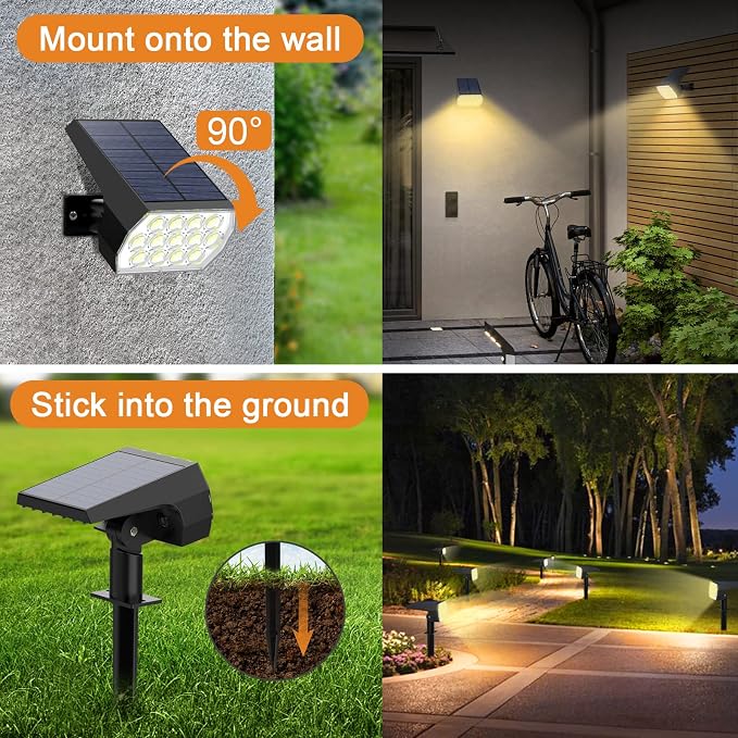 WELALO Solar Spot Lights Outdoor, 2-in-1 Solar Landscape Spotlights, Solar - Image 4
