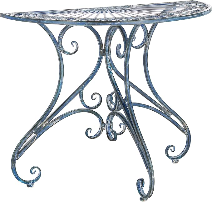 Safavieh Outdoor Collection Annalise Victorian Antique Blue Accent Table - Image 9