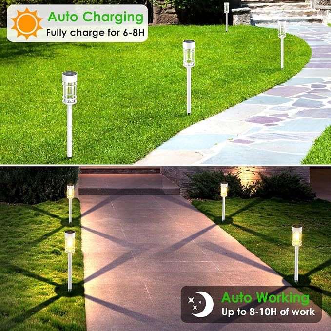 Mancra Solar Pathway Lights Outdoor Waterproof, 8 Pack LED Solar Garden Lights - Image 6