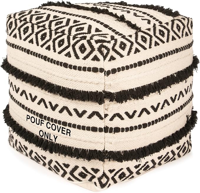 REDEARTH · UNSTUFFED Pouf Ottoman Cover Textured Boho Storage Cube Bean Bag by REDEARTH
