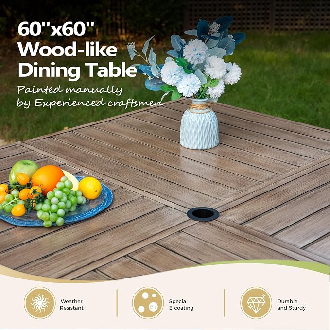 9 Pieces Outdoor Patio Dining Set, Wicker Patio Table and Chairs Set of 8 - Image 5