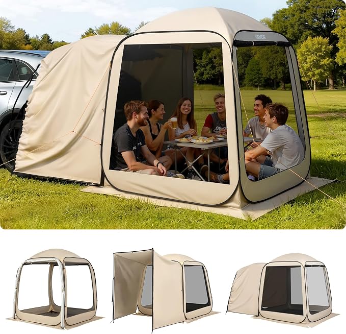 SUV Tailgate Tent VEVOR, 6 x 6 ft Pop-Up Screen House Canopy by VEVOR