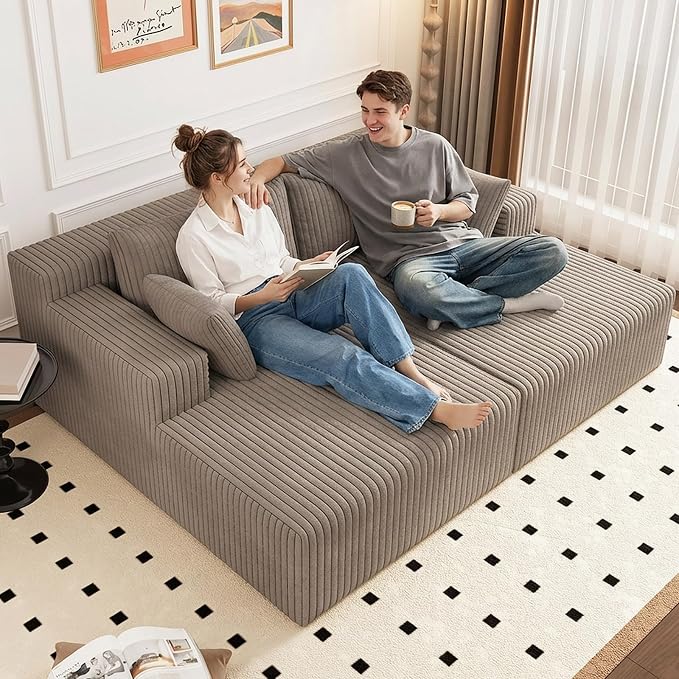 ODUWA Oversized Double Chaise Lounges Indoor, Upholstered Boneless Cloud by ODUWA