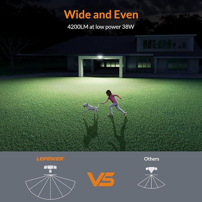 LEPOWER LED Security Lights Motion Sensor Light Outdoor, 38W 4200LM Light - Image 4