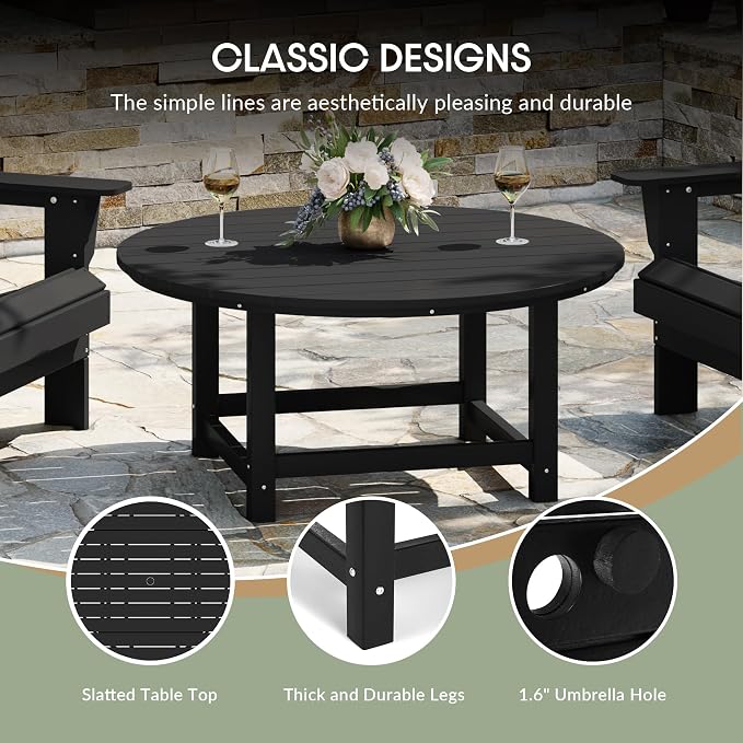 WestinTrends Malibu Low Outdoor HDPE Round Patio Coffee Table - Image 8