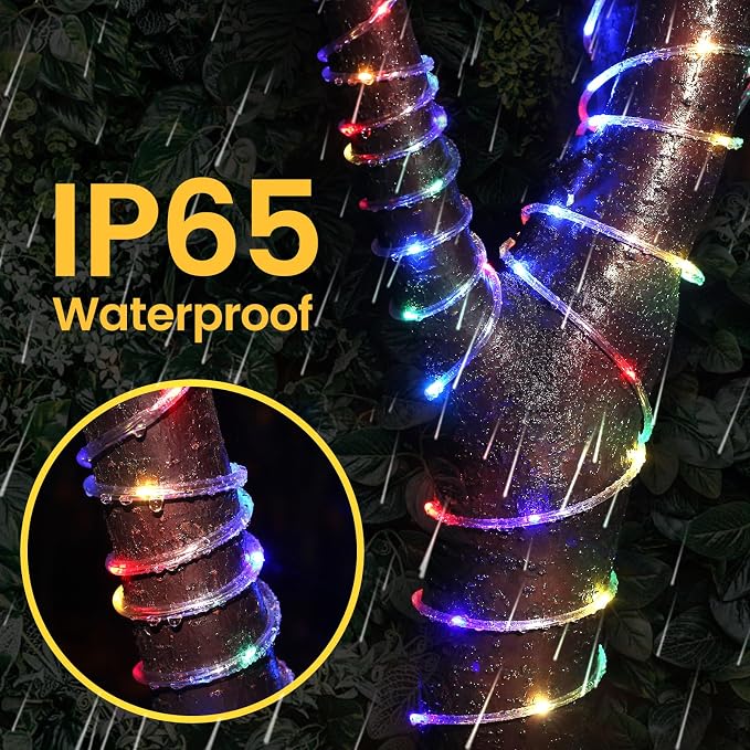 200 LED Solar Rope Lights Outdoor, 66FT Solar String Lights Indoor Waterproof - Image 4