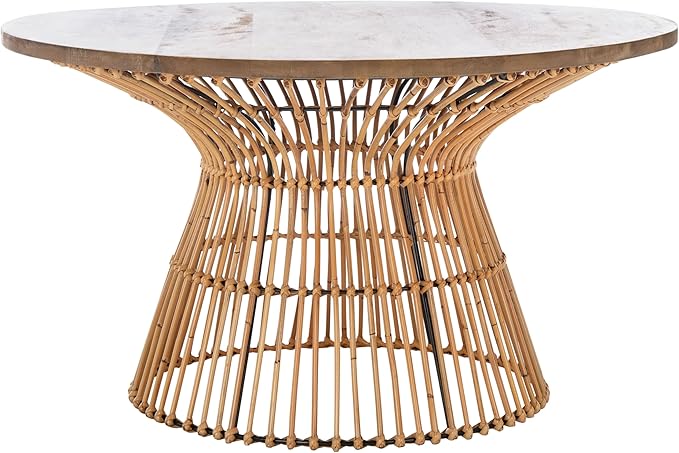 Safavieh Home Collection Whent Coastal Natural and Black Round Coffee Table by SAFAVIEH