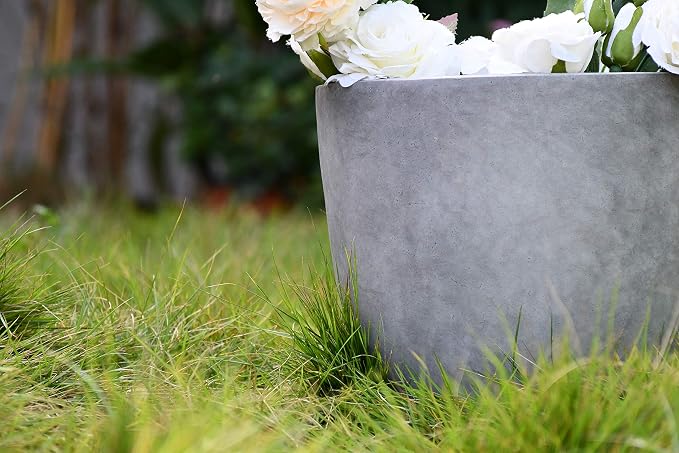 Kante 18 Inch Dia Round Concrete Planter, Indoor Outdoor Large Plant Pot - Image 9