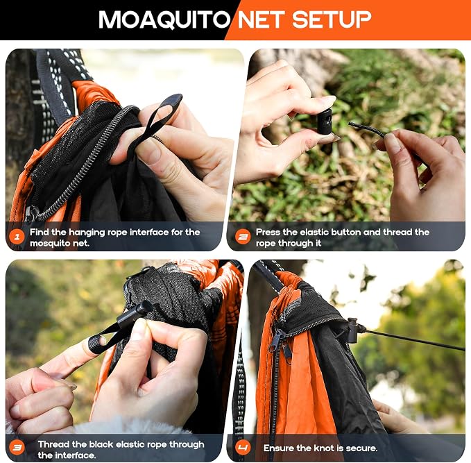 Camping Hammock Mosquito Net, Double & Single Portable Hammocks Hammocks - Image 4