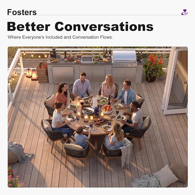 PURPLE LEAF 9 Pieces Large Round Outdoor Dining Set Patio Furniture Set - Image 4