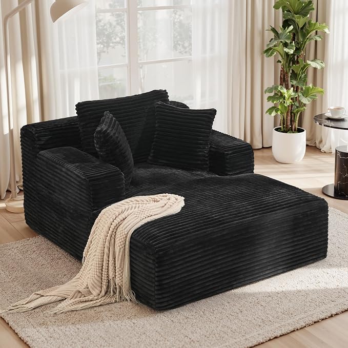 51'' Oversized Chaise Lounge Chair Indoor, Non-Assembly Deep Seat Sofa Bed by Luxanimarion