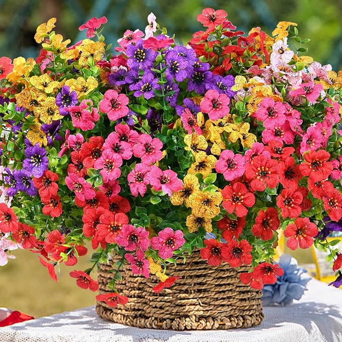 Artificial Flowers for Outdoor, UV Resistant Fake Silk Flowers, Realistic Faux - Image 4