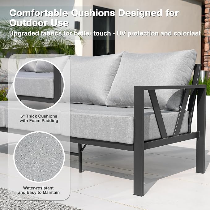 Outdoor Patio Furniture Set, 4 Pieces Metal Patio Furniture Set - Image 4