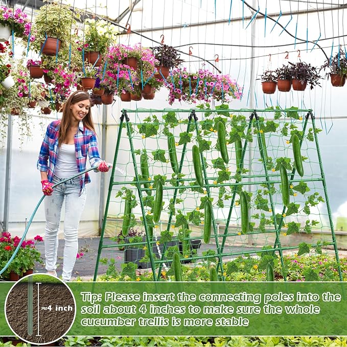 Cucumber Trellis for Raised Beds, 45 x 53 Inch Adjustable Size A-Frame Garden - Image 5