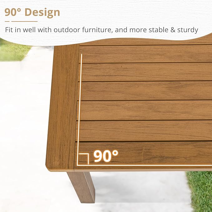 LUE BONA Outdoor Coffee Table, HDPS Patio Coffee Tables - Image 6