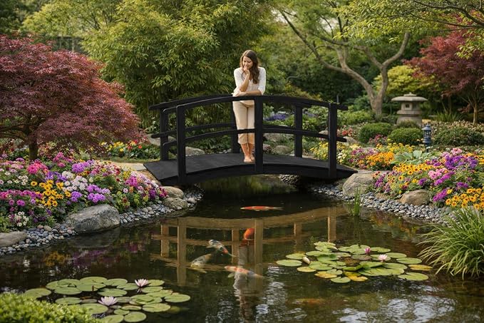 6 FT Black Amish Made Garden Bridge - Image 7