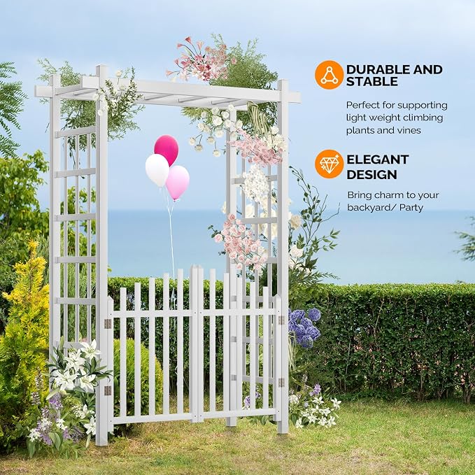 VINGLI Garden Arbor, Vinyl Wedding Arch - Image 4