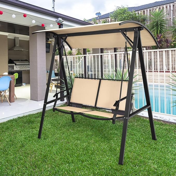 Tangkula 2-Person Patio Swing, Weather Resistant Porch Swing - Image 2