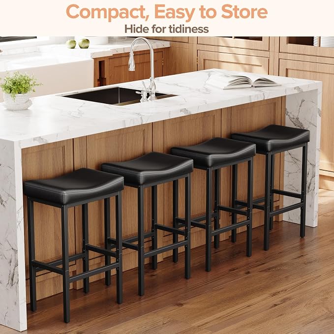 24 Inch Counter Height Bar Stools Set of 2, Compact Counter Stools - Image 5