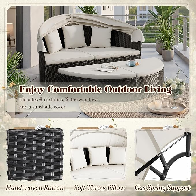 Devoko Patio Furniture Outdoor Round Daybed - Image 4