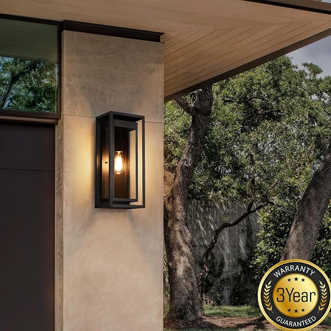 19" Outdoor Wall Lights, Large Size Matte Black Outdoor Sconce Lights - Image 8