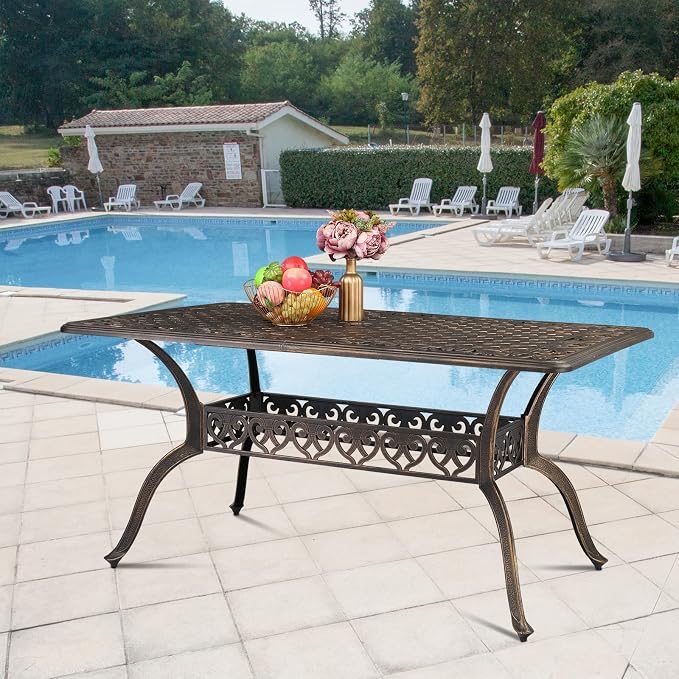 VINGLI 6-Person Outdoor Dining Table, Cast Aluminum Patio Dining Table - Image 7