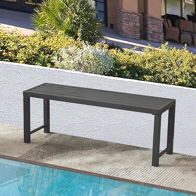 Outdoor Metal Backless Bench, All Wheather Outdoor Bench by Puntogen