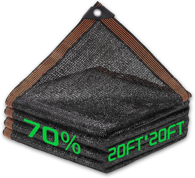 70% Shade Cloth, 20FTx20FT HDPE Mesh Tarp by Homiton
