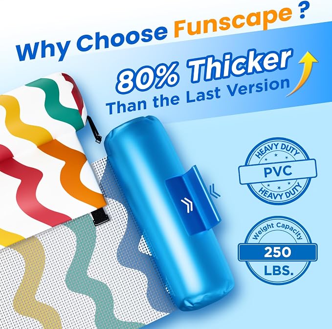 Funscape Pool Floats Chairs Adult, 2 Packs Heavy Duty Inflatable Swimming Pool - Image 3