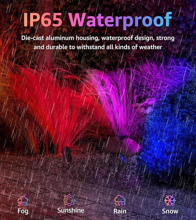 SUNVIE RGBW Outdoor Spotlight 12W LED Landscape Spotlights 120V Color Changing - Image 3
