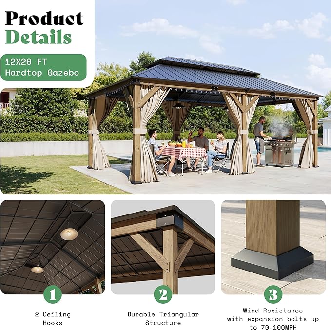 AMERLIFE 12' x 20' Heavy Duty Hardtop Gazebo - Image 3