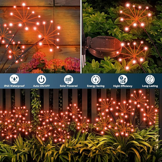 Solar Garden Lights 2 Pack Waterproof Swaying Starburst Light Solar Outdoor - Image 4