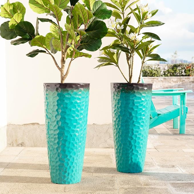 Glitzhome 31" H Oversized Tall Planter, Round Large Flower Pots - Image 4