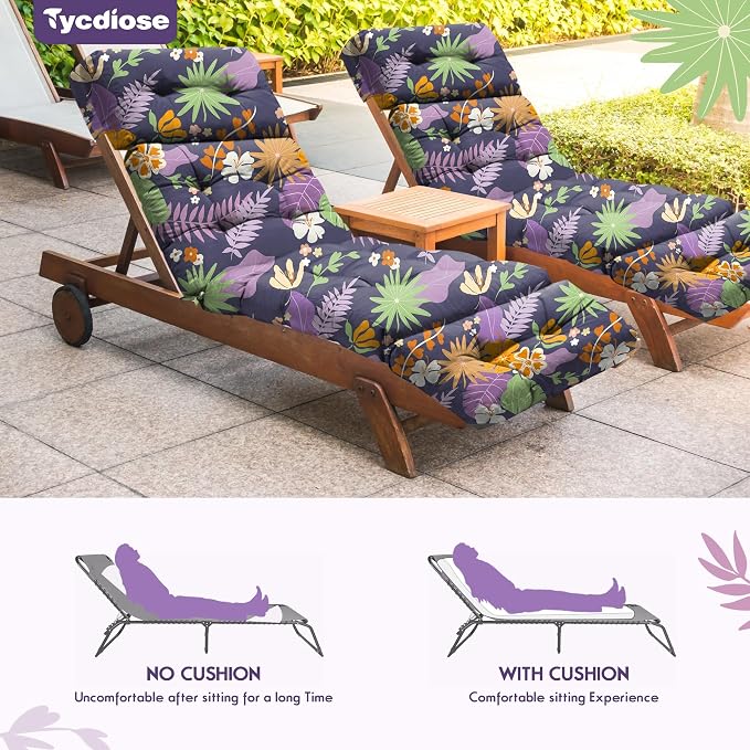 Chaise Lounge Cushions Outdoor Set of 2, 74.4 x 22 x 4.7 Inches Thickened - Image 6