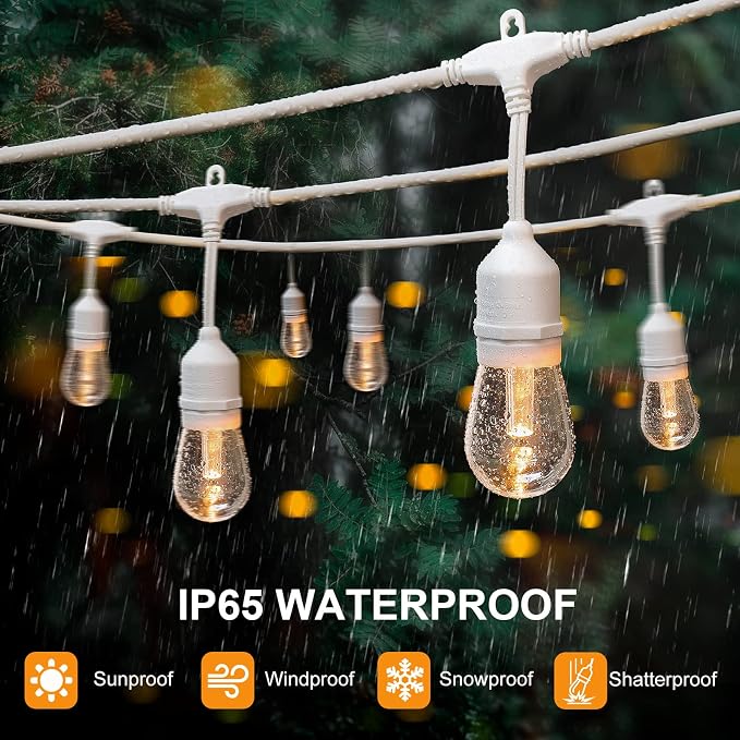 Mlambert 3-Color in 1 Dimmable Solar String Lights Outdoor, 48FT Patio String - Image 3