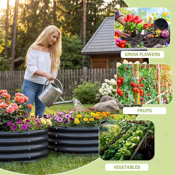 AHEONLAR 3Pack 2x2x1 ft Round Galvanized Raised Garden Bed Kit Round Metal - Image 3
