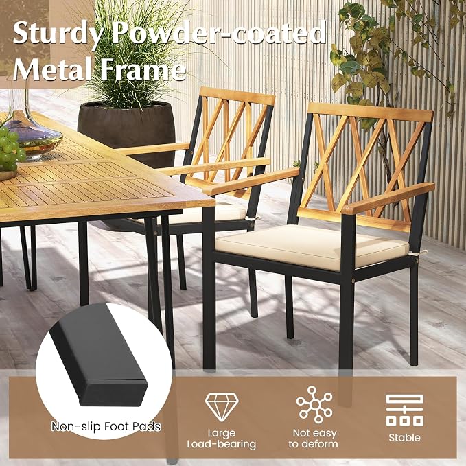 Tangkula 7 Piece Wood Outdoor Dining Set - Image 8